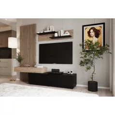 Nappali fal, fekete/artisan tölgy, REBEKA