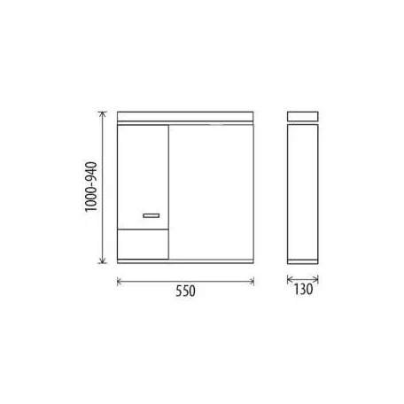 Viva STYLE Tükrös fürdőszobai szekrény LED világítással - BALOS szekrénnyel - 55 x 97 x 17 cm