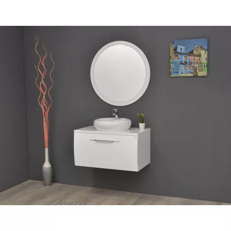 TMP MOON fürdőszobai tükör 80 cm - fehér keret - kerek