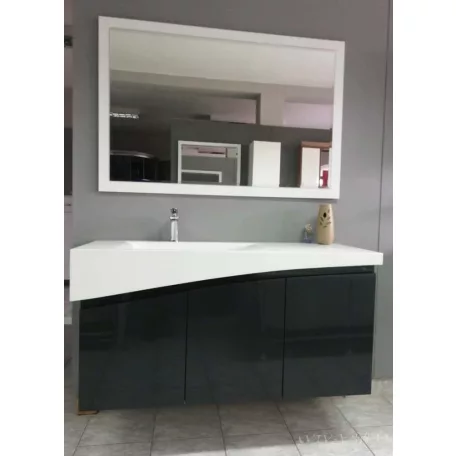 TMP SMYRNA 120 fali fürdőszobabútor - FEKETE - Akrivit öntött márvány mosdóval - 120 cm