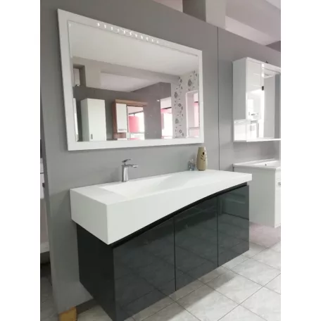 TMP SMYRNA 120 fali fürdőszobabútor - FEKETE - Akrivit öntött márvány mosdóval - 120 cm