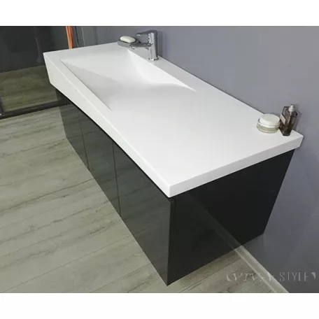 TMP SMYRNA 120 fali fürdőszobabútor - FEKETE - Akrivit öntött márvány mosdóval - 120 cm