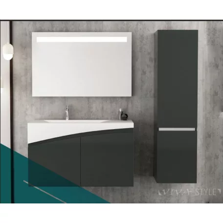 TMP SMYRNA 120 fali fürdőszobabútor - FEKETE - Akrivit öntött márvány mosdóval - 120 cm