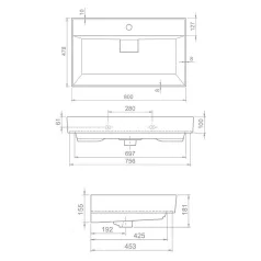   TMP LUX 80 fali fürdőszobabútor - CeraStyle SHARP - 37300 mosdóval - 80 x 48 cm