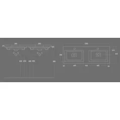   TMP FLAT 120 lábon álló fürdőszobabútor Sanovit ISIK 4120 dupla porcelán mosdóval 120 x 44 cm