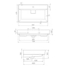 TMP TRIO lábon álló fürdőszobabútor CeraStyle SHARP FEKETE mosdóval - 80 x 48 cm