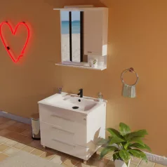   TMP TRIO 80 lábon álló fürdőszobabútor Sanovit LUXURY - 11080 porcelán mosdóval - 80,5 x 46cm