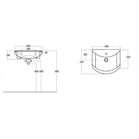 TMP ZX 55 - SONOMA - lábon álló fürdőszobabútor Sanovit ZENON - 6055 porcelán mosdóval - 55 x 44 cm