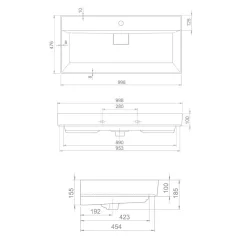   TMP SHARP fali fürdőszobabútor CeraStyle SHARP - 37500 - 1 csaplyukkal - 100 x 48 cm
