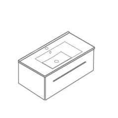   TMP SHARP 105 - FEKETE - fali fürdőszobabútor Sanovit LUXURY - 11105 porcelán mosdóval - 105 x 46 cm