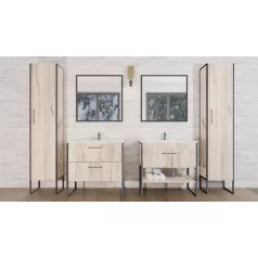   TMP IRON fürdőszobai tükör 75 cm - FEKETE keret - szögletes