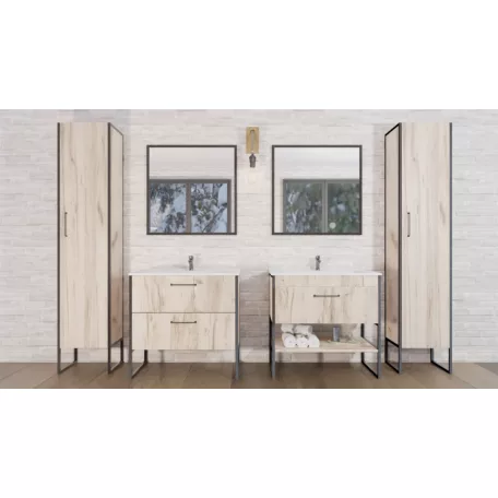 TMP IRON fürdőszobai tükör 75 cm - FEKETE keret - szögletes