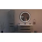 TMP IRON fürdőszobai tükör 80 cm - világítással - FEKETE keret - kerek