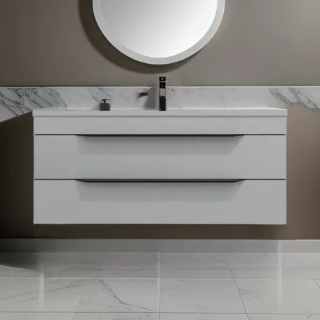 TMP VOX 85 fali fürdőszobabútor - fehér- műmárvány mosdóval - 85 cm