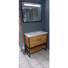   TMP IRON fürdőszobai tükör 100 cm - FEKETE keret - szögletes