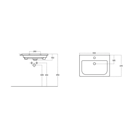 TMP SHARP 65 fali fürdőszobabútor Sanovit SOFT - 13065 porcelán mosdóval - 65 x 45,5 cm