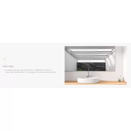 Viva AURA Led TOUCH fürdőszobai tükör - páramenetesítővel - órával - fekvő - 60 x 80 cm