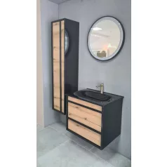   PIRAMIDA EURIDIKA OLIVA - FEKETE fali függesztett fürdőszobabútor fekete mosdóval 75 cm