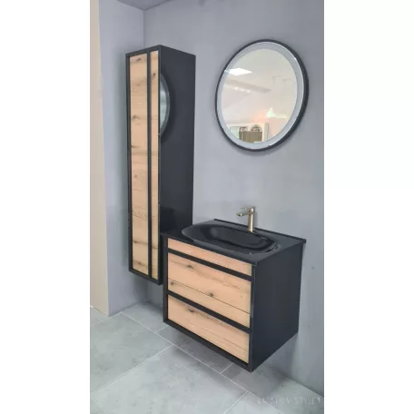 PIRAMIDA EURIDIKA OLIVA - FEKETE fali függesztett fürdőszobabútor fekete mosdóval 75 cm