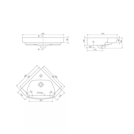 Viva STYLE Arda sarokszekrény CeraStyle Arda porcelán sarokmosdóval 46 x 46 cm - JOBBOS