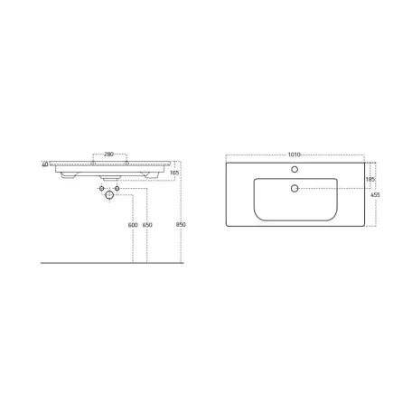 Viva STYLE Ekonomik PLUS 100 lábon álló fürdőszobabútor Sanovit SOFT 13100 mosdóval 101 x 45,5 cm