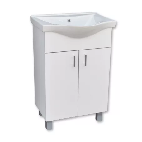 Viva STYLE Ekonomik 55 lábon álló 2 ajtós fürdőszobabútor Sanovit ALBATROS 10055 mosdókagyló 55x45cm