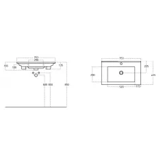   Viva STYLE Karina 75 lábon álló fürdőszobabútor 3 fiókos Sanovit ATRIA 9075 mosdóval 75 x 45,5 cm