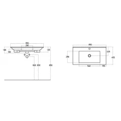   Viva STYLE Karina 85 lábon álló fürdőszobabútor 3 fiókos Sanovit ATRIA 9085 mosdóval 85 x 45,5 cm