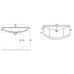   Viva SZQUARE 100 lábon álló fürdőszobabútor Sanovit ZENON 6095 porcelán mosdóval 97 x 51 cm