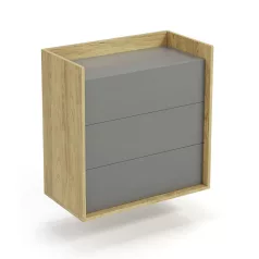 MOBIUS komód 3S szín: hikora tölgy/szürke