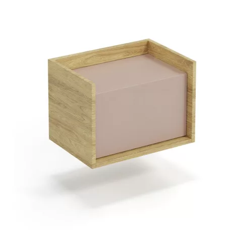 MOBIUS alacsony szekrény 1D szín: hikora tölgy/rózsaszín