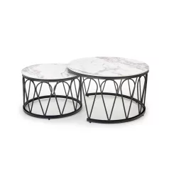 FORMOSA 2 db dohányzóasztal készlet, fehér márvány