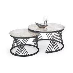 FLAMINGO 2 dohányzóasztal készlet, szürke márvány