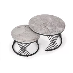 FLAMINGO 2 dohányzóasztal készlet, szürke márvány