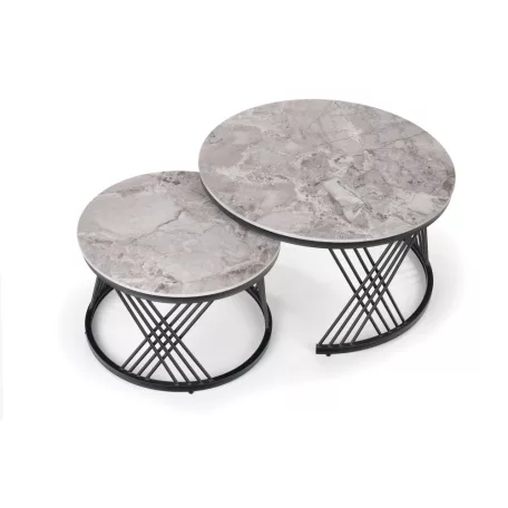 FLAMINGO 2 dohányzóasztal készlet, szürke márvány