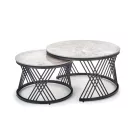 FLAMINGO 2 dohányzóasztal készlet, szürke márvány