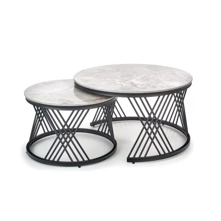 FLAMINGO 2 dohányzóasztal készlet, szürke márvány