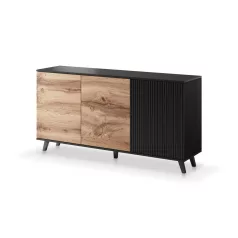 RANDOM KM-1 komód, színe: wotan tölgy/fekete