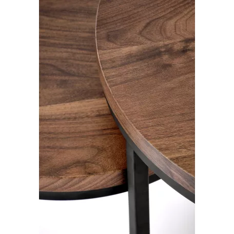 OREO két dohányzóasztal készlet, dió / fekete