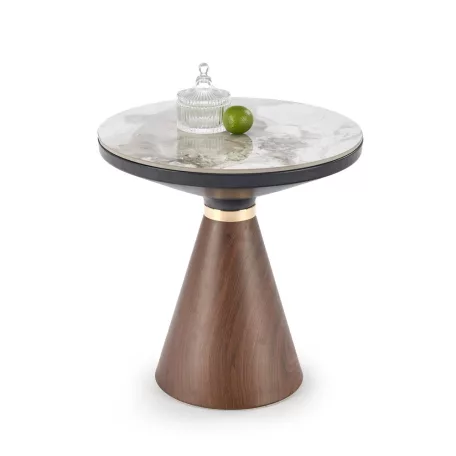 GENESIS_S dohányzóasztal, fehér márvány / dió / arany