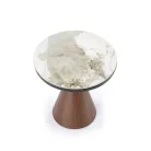 GENESIS_S dohányzóasztal, fehér márvány / dió / arany