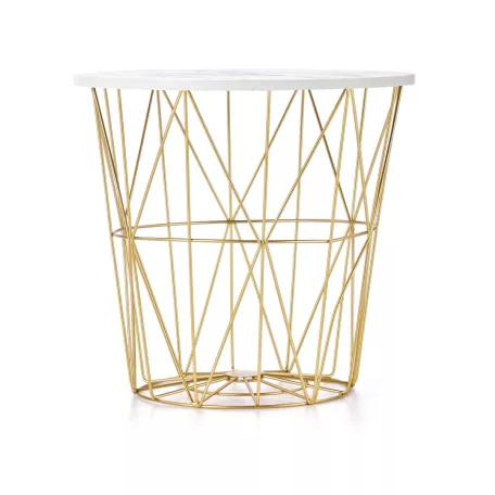 HARISSA_G dohányzóasztal, arany/fehér márvány