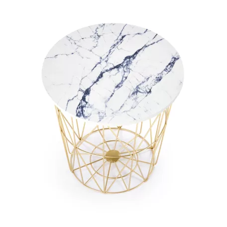 HARISSA_G dohányzóasztal, arany/fehér márvány