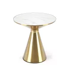 TRIBECA dohányzóasztal, fehér márvány / arany