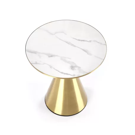 TRIBECA dohányzóasztal, fehér márvány / arany