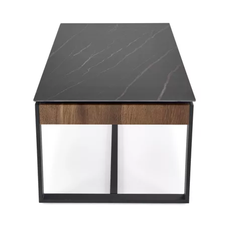 RAMONA dohányzóasztal, fekete márvány / dió