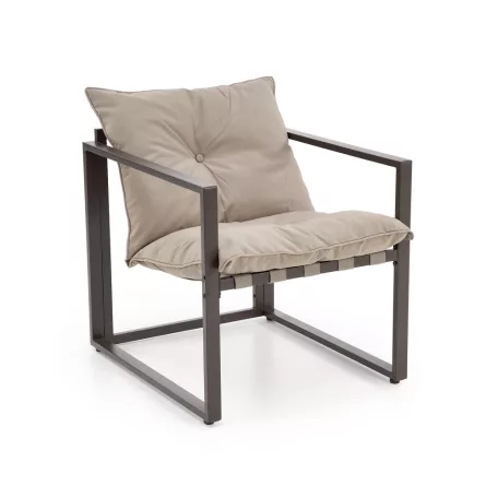 SHARK kerti garnitúra (kanapé + 2 szék + dohányzóasztal), fekete / cappuccino