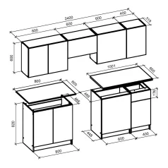   TATIANA 240 konyhablokk, szín: előlap - dió/kasmír, test - sonoma tölgy