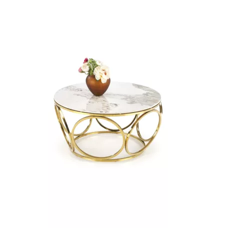 VENUS 2 asztal, fehér márvány / arany