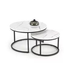 JAVA asztal készlet, fehér márvány / fekete